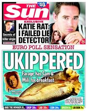 The Sun (UK) Newspaper Front Page for 26 May 2014
