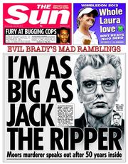 The Sun (UK) Newspaper Front Page for 26 June 2013
