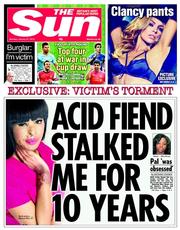 The Sun (UK) Newspaper Front Page for 27 January 2014