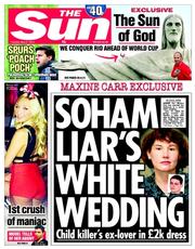 The Sun (UK) Newspaper Front Page for 27 May 2014