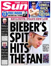 The Sun (UK) Newspaper Front Page for 27 July 2013
