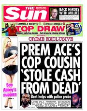 The Sun (UK) Newspaper Front Page for 27 August 2012