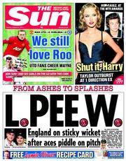The Sun (UK) Newspaper Front Page for 27 August 2013