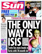 The Sun (UK) Newspaper Front Page for 28 October 2014
