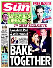 The Sun (UK) Newspaper Front Page for 28 December 2013
