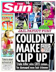 The Sun (UK) Newspaper Front Page for 28 April 2014