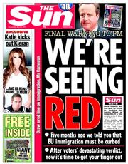 The Sun (UK) Newspaper Front Page for 28 May 2014