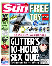 The Sun (UK) Newspaper Front Page for 29 October 2012