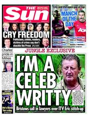 The Sun (UK) Newspaper Front Page for 29 November 2012