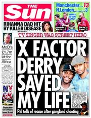 The Sun (UK) Newspaper Front Page for 29 August 2011