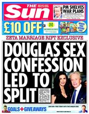 The Sun (UK) Newspaper Front Page for 29 August 2013
