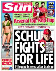 The Sun (UK) Newspaper Front Page for 30 December 2013