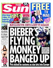 The Sun (UK) Newspaper Front Page for 30 March 2013