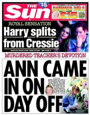 The Sun (UK) Newspaper Front Page for 30 April 2014
