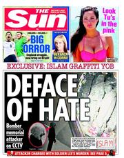 The Sun (UK) Newspaper Front Page for 30 May 2013