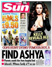 The Sun (UK) Newspaper Front Page for 30 August 2014