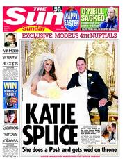The Sun (UK) Newspaper Front Page for 31 March 2013