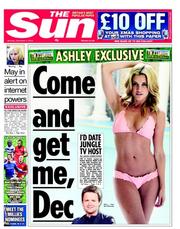 The Sun (UK) Newspaper Front Page for 3 December 2012