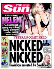 The Sun (UK) Newspaper Front Page for 3 January 2013