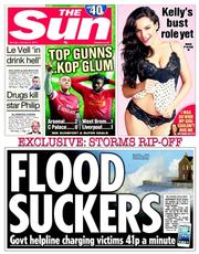 The Sun (UK) Newspaper Front Page for 3 February 2014
