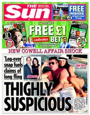 The Sun (UK) Newspaper Front Page for 3 August 2013