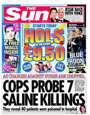 The Sun (UK) Newspaper Front Page for 3 September 2011