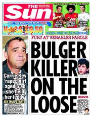 The Sun (UK) Newspaper Front Page for 3 September 2013