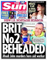 The Sun (UK) Newspaper Front Page for 4 October 2014