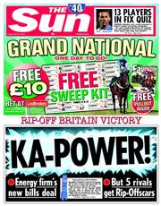 The Sun (UK) Newspaper Front Page for 4 April 2014