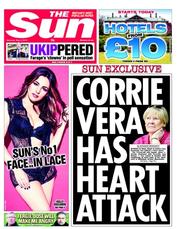 The Sun (UK) Newspaper Front Page for 4 May 2013