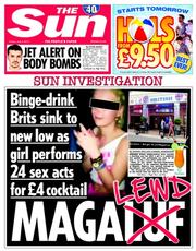 The Sun (UK) Newspaper Front Page for 4 July 2014