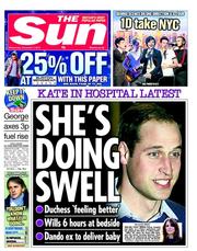The Sun (UK) Newspaper Front Page for 5 December 2012