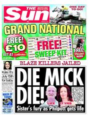 The Sun (UK) Newspaper Front Page for 5 April 2013