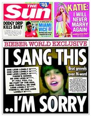 The Sun (UK) Newspaper Front Page for 5 June 2014