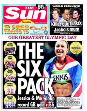 The Sun (UK) Newspaper Front Page for 5 August 2012