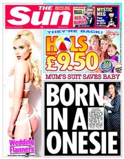 The Sun (UK) Newspaper Front Page for 6 January 2014