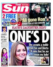 The Sun (UK) Newspaper Front Page for 6 March 2013