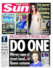 The Sun (UK) Newspaper Front Page for 6 May 2013