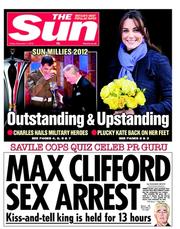 The Sun (UK) Newspaper Front Page for 7 December 2012