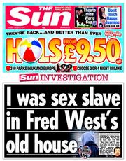 The Sun (UK) Newspaper Front Page for 7 January 2014