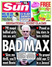 The Sun (UK) Newspaper Front Page for 7 March 2014