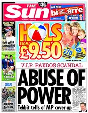 The Sun (UK) Newspaper Front Page for 7 July 2014