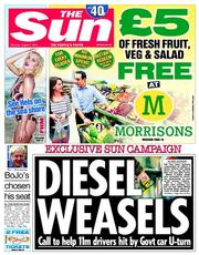The Sun (UK) Newspaper Front Page for 7 August 2014