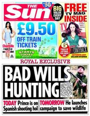 The Sun (UK) Newspaper Front Page for 8 February 2014