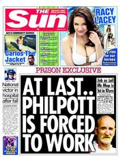 The Sun (UK) Newspaper Front Page for 8 April 2013