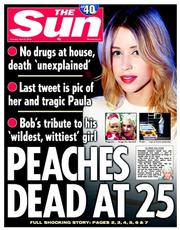 The Sun (UK) Newspaper Front Page for 8 April 2014