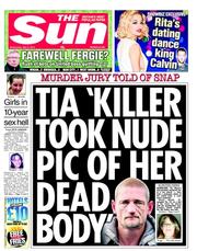 The Sun (UK) Newspaper Front Page for 8 May 2013