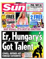 The Sun (UK) Newspaper Front Page for 8 June 2013