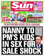 The Sun (UK) Newspaper Front Page for 8 June 2014