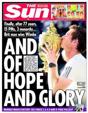 The Sun (UK) Newspaper Front Page for 8 July 2013